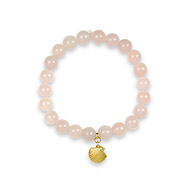 rose quartz small goddess bracelet with clam shell