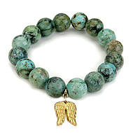turquoise large goddess bracelet with angel wings