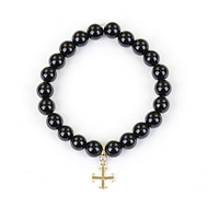 onyx small goddess bracelet with english cross