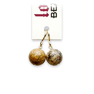 love bead picture jasper earrings, gold dipped