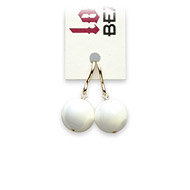 love bead mother of pearl earrings, gold dipped