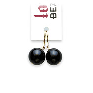 love bead onyx earrings, gold dipped