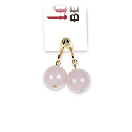 love bead rose quartz earrings, gold dipped
