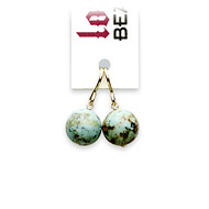 love bead turquoise earrings, gold dipped