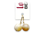 love bead natural mother of pearl earrings, gold dipped