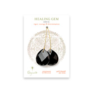 onyx big teardrop healing gem gold dipped earrings