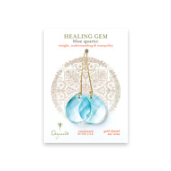 blue quartz big teardrop healing gem gold dipped earrings