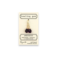 amethyst healing gem earrings, gold dipped