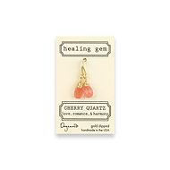 cherry quartz healing gem earrings, gold dipped