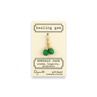 emerald jade healing gem earrings, gold dipped