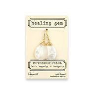 mother of pearl large healing gem earrings, gold dipped