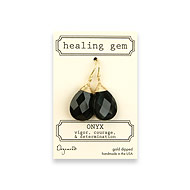 onyx large healing gem earrings, gold dipped