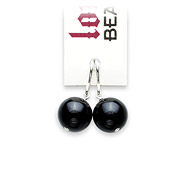 love bead onyx earrings, sterling silver