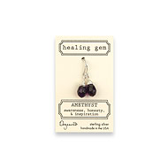 amethyst healing gem earrings, sterling silver