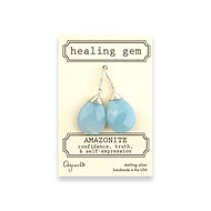amazonite large healing gem earrings, sterling silver