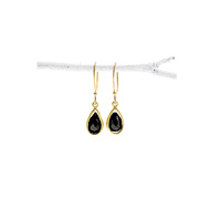 onyx teardrop healing gem gold dipped earrings