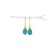 turquoise teardrop healing gem gold dipped earrings
