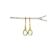 blue quartz teardrop healing gem gold dipped earrings