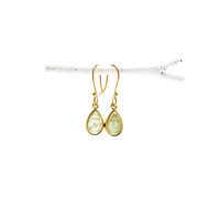 green quartz teardrop healing gem gold dipped earrings