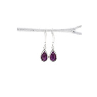 amethyst teardrop healing gem sterling silver earrings