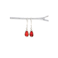 carnelian teardrop healing gem sterling silver earrings