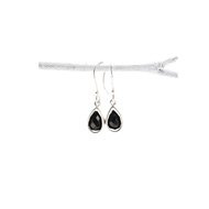 onyx teardrop healing gem sterling silver earrings