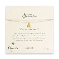 sorority sisters forever make a wish necklace with gold dipped big diamond on taupe thread