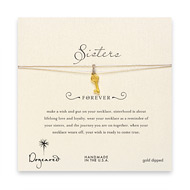 sorority sisters forever make a wish necklace with gold dipped heart key on taupe thread