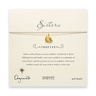 sorority sisters forever make a wish necklace with gold dipped royal lion on taupe thread
