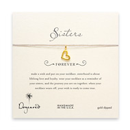 sorority sisters forever make a wish necklace with gold dipped loving heart on taupe thread