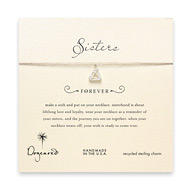 sorority sisters forever make a wish necklace with sterling silver big diamond on taupe thread
