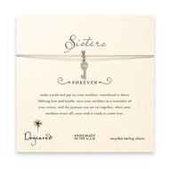 sorority sisters forever make a wish necklace with sterling silver heart key on taupe thread