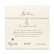 sorority sisters forever make a wish necklace with sterling silver loving heart on taupe thread