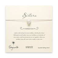 sorority sisters forever make a wish necklace with sterling silver skull on taupe thread