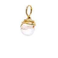 rose quartz round gem, gold dipped