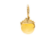 yellow jade round gem, gold dipped