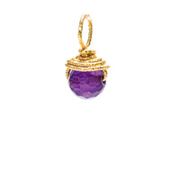 amethyst round gem, gold dipped