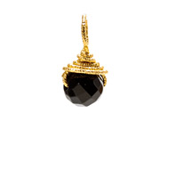 black onyx round gem, gold dipped
