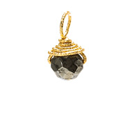 pyrite round gem, gold dipped