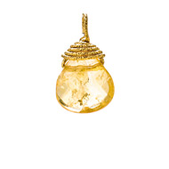 citrine briolette gem, gold dipped