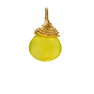 olive quartz briolette gem, gold dipped