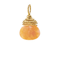 red aventurine briolette gem, gold dipped
