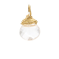 rock crystal briolette gem, gold dipped