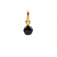 black onyx round faceted gem, gold dipped