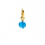 blue onyx round faceted gem, gold dipped