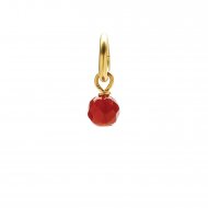 carnelian round faceted gem, gold dipped