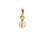 cherry quartz round faceted gem, gold dipped