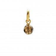 smoky quartz round faceted gem, gold dipped