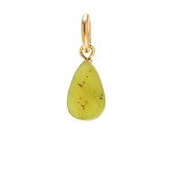 green jade teardrop gem, gold dipped