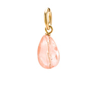 cherry quartz teardrop gem, gold dipped